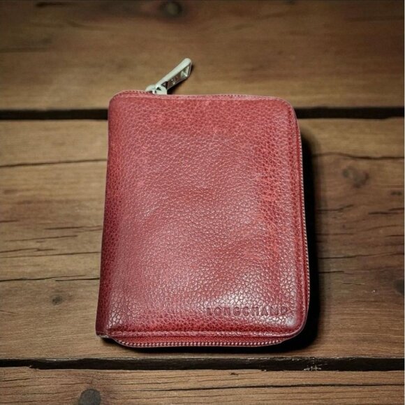 LONGCHAMP Leather Zip Wallet ID Card Holder Organizer Bifold Purse Compartment - Picture 15 of 15